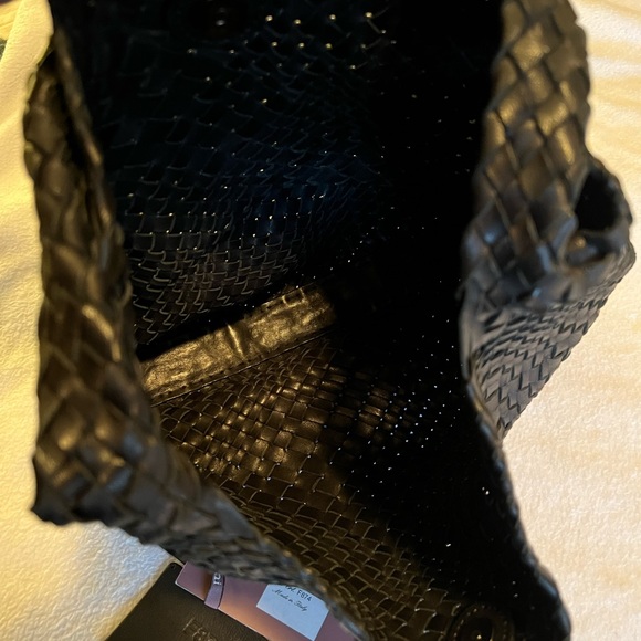 Falor falorni $995 black leather woven hobo shoulder bag Italy - Picture 13 of 13